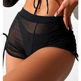 Bikini Four-piece Suit Black Mesh Swimwear Women Elegancia Fit
