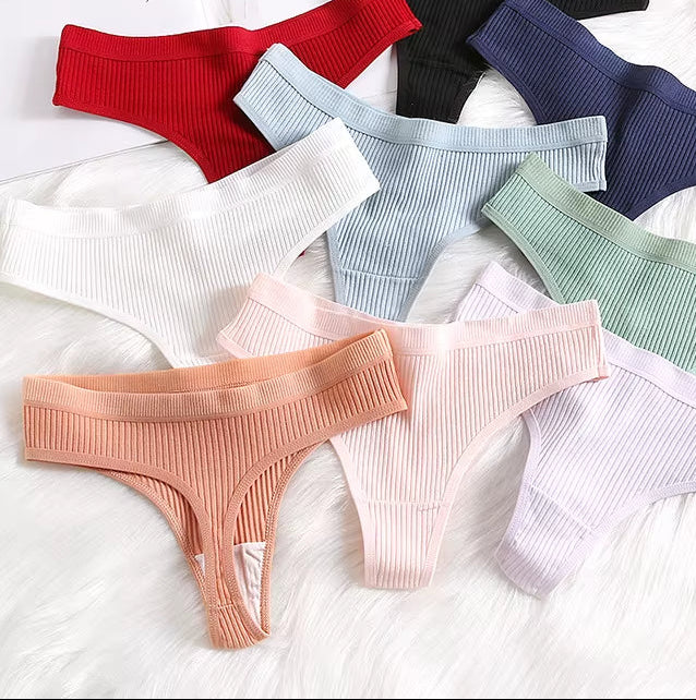 4Pcs Women'S Panties Fashion Striped Thongs Soft Cotton Underwear Ladies Sexy Lingeries Sports Breathable G-Strings Cozy T-Back