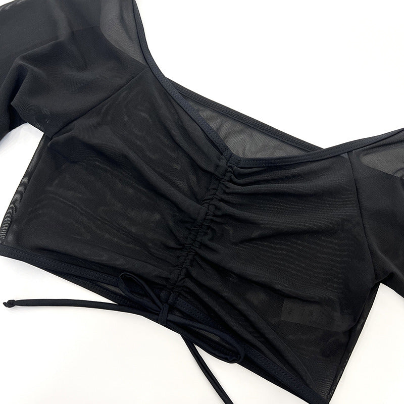 Bikini Four-piece Suit Black Mesh Swimwear Women Elegancia Fit