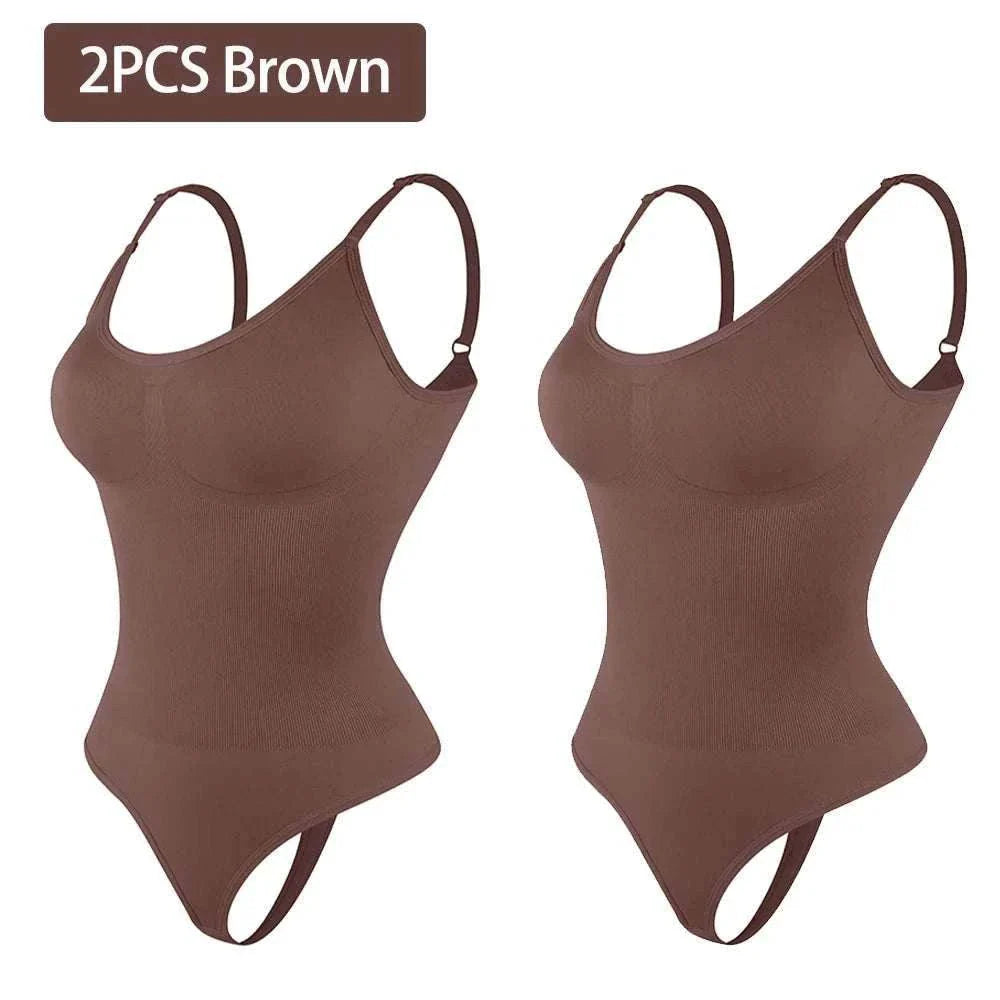 Smoothing shapewear bodysuit for women in black with seamless design