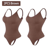 Smoothing shapewear bodysuit for women in black with seamless design