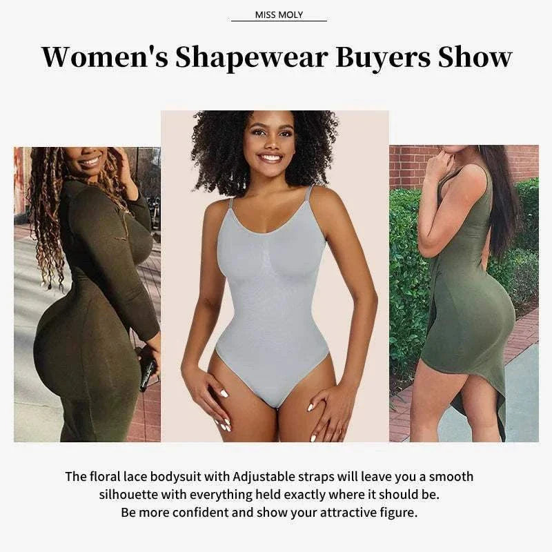 Black smoothing shapewear bodysuit for women with seamless design
