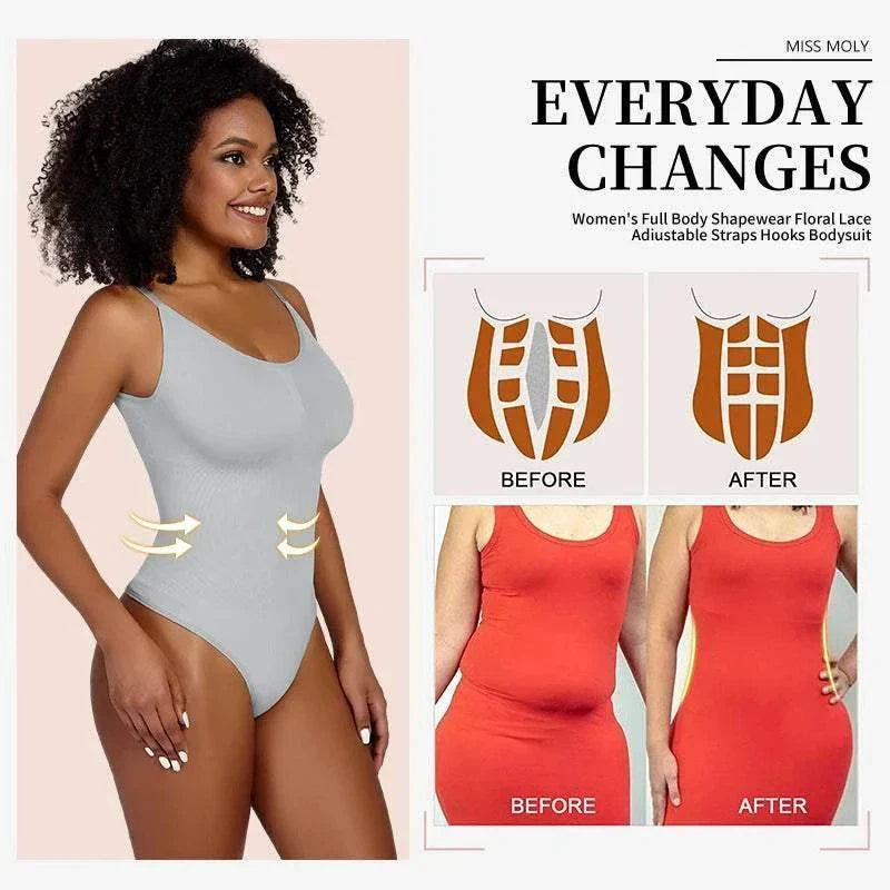 Women's smoothing shapewear bodysuit in beige for body contouring